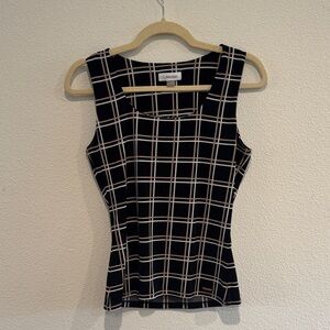 Calvin Klein Black and White Grid Tank Top